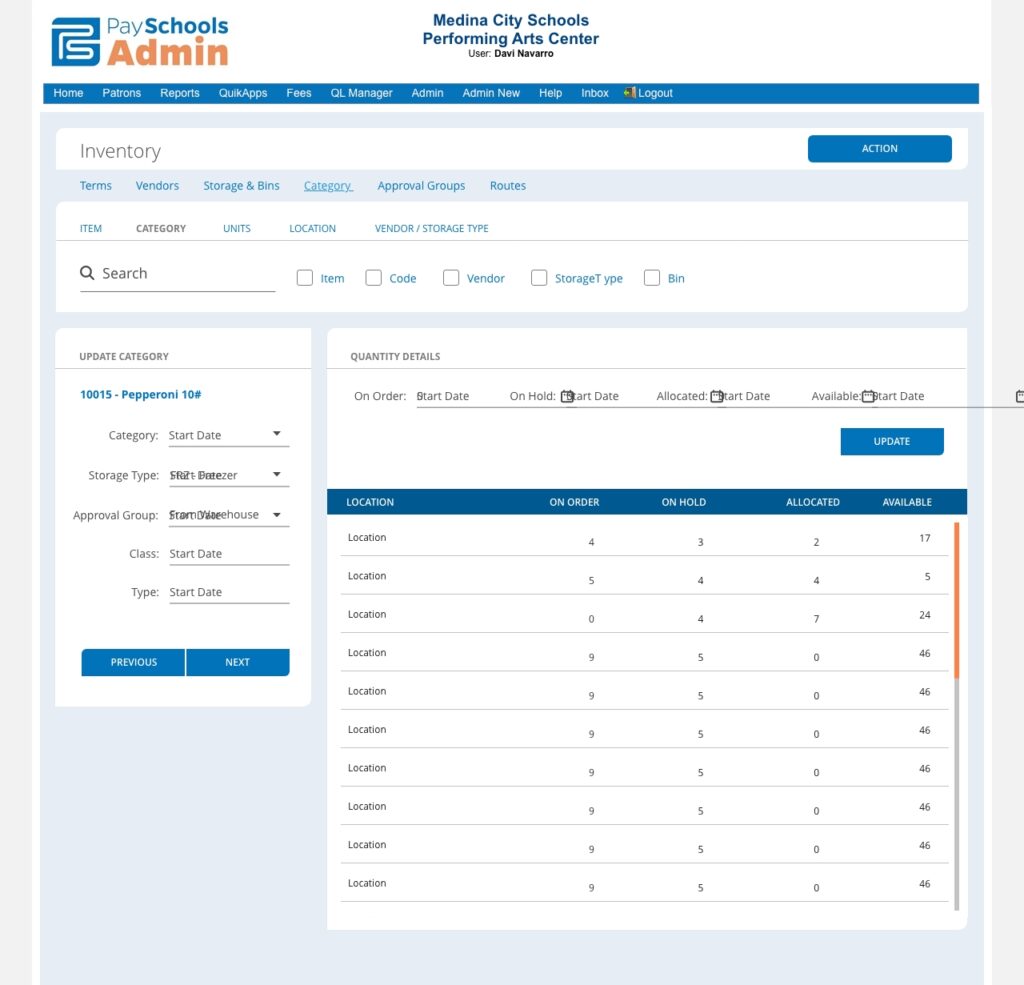 Inventory - Assign Item Category