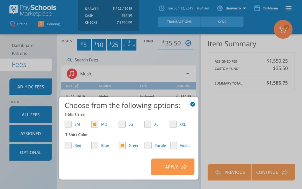 Select Fees Modal Landscape B